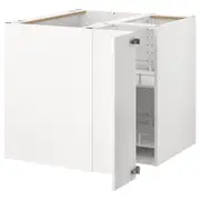 METOD corner base cabinet with carousel, white/Veddinge white, 88x88x80 cm