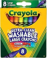 CRAYOLA 8 Pack Ultra Clean Washable Large Crayons, Crayola's Brightes and Truest Colours Yet, Perfect for School, Art and Craft, Colouring, Drawing, Child Safe and Nontoxic., Assorted, CYO523280