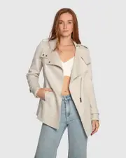 [Belle & Bloom] Bad Girl Wool Blend Moto Coat - Oat Marle