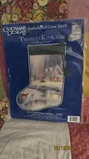 Candamar Designs Embelilshed Stocking Kit Tomas Kinkade Deer Creek Cottage