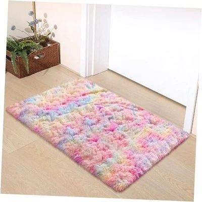 2x3 Small Area Rug Unicorn Rainbow Rugs for Girls Bedroom Soft Fluffy Shag