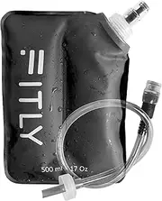 FITLY Soft Flask - 17 oz (500 ml) - Shrink As You Drink Soft Water Bottle for Hydration Pack/Running Vest With Hydration Tube - Folding Water Bottle for Running, Hiking - Ski Water Bottles (FLASK500)