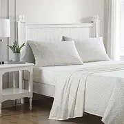 Laura Ashley Home - Queen Sheets, Cotton Percale Bedding Set, Crisp & Cool Home Decor (Evie Yellow, Queen)