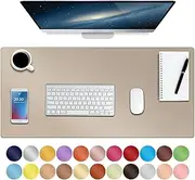 Boutilon Leather Desk Mat,Desk Pad,Desktop mat,Waterproof Mat for Desktop, Keyboard and Mouse,Leather Mouse Pad Protector Office Home,30"x 14"(M-Beige)