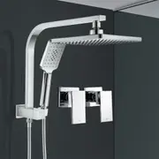 ACA Chrome Square Shower Head Set With Taps 8" Rain Handheld Heads WELS High Pressure