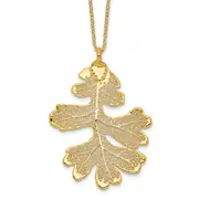 Fashion 24K Gold Dipped Real Oak Leaf With 20 Inch Gold-Tone Necklace