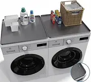 2 Pack Washer and Dryer Covers for the Top, 23.6" x 23.6" Non-Slip Silicone Washer Dryer Top Protector Mat, Waterproof Washer and Dryer Covers for Laundry & Kitchen (Gray)