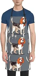 LHBWCVN beagle Apron for Adults, Waterproof Cooking Aprons with 2 Pockets, Adjustable Bib Apron for Dishwashing, Long Kitchen Apron for Women Men Work Aprons for Dog Grooming, Black