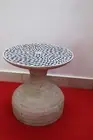Bone Inlay Handmade Table Flower Modern Pattern Stool End Table Black And White