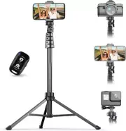 62" Camera Tripod Stand w/ Wireless Remote Selfie Stick Phone Holder for Selfies