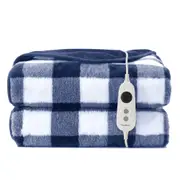 Dreamaker Gingham Plush Electric Heated Throw Blanket [180x200cm] (Midnight Blue)