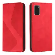 Samsung Galaxy A41 Case, PU Leather Flip Cover Magnetic Closure Wallet Card Slots Stand Case - Red