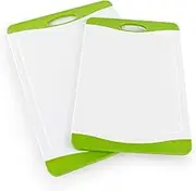 Neoflam 53104 Poly Cutting Board with Microban Antimicrobial Protection, 17x12 Inch Flutto 2-PC Set White/Green, White Green