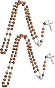 [WATIIFUFU] Christian Cross Bracelet Religious Bead Necklace Long Chain Cross Wrist Chain Christmas Present