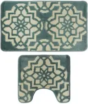 Bath Rugs Toilet Mat Set - 2 pcs Washable Non-Slip Bathroom Rug Soft Contour Mat