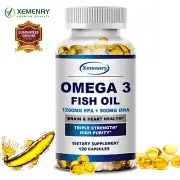 Omega 3 Fish Oil Capsules 6330mg - with EPA & DHA - 3x Strength, Highest Potency