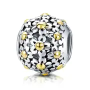 Silver plating Yellow Daisy Flower Charm Beads Fit Women Charm Bracelets & Necklace DIY Jewelry