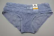 b. tempt'd Wacoal~S 5~978282~Infinity Blue Floral Lace Kiss Hipster