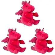 3x Mary Meyer Smootheez Dragon 13cm Soft Plush Stuffed Animal Toy Kids 0+ Pink