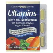 California Gold Nutrition, Ultamins Men's 50+ Multivitamin with CoQ10, Mushrooms, Enzymes, Veggies & Berries, 60 Veggie Capsules