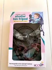 Hoovy Portable & Rechargeable Stroller Fan for Baby and Toddler, Black