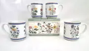 1996 Smithsonian Botanic 4 Piece 12 Ounce Mug Set Floral Pattern NOS