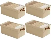 AIMALL 4pcs Foldable Clothes Storage Box Organizer Fabric Storage Box for Closet and Home Organization, 18.5" x 11" x 7.87" (47x28x20cm), with Transparent Lids and Handles