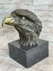 Bronze Home Deco Statue Wildlife American Bald Eagle Bust Marble Base Ext Deal