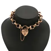 18ct Heavy Rose Gold Plated 10mm Belcher Chain Bracelet with a Plain Heart Locket - USA Made