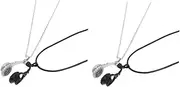 [WRITWAA] 2 Pairs Stylish Couples Matching Necklace His and Hers Magnetic Necklaces Headphone Necklace Craftsmanship for Couples