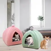 Cute Cat Bed Puppy Kennel Small Dog House Sofa Washable Warm Velvet Semi Closed
