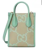 GUCCI Jumbo GG Canvas Mini Tote Bag Mint Green 671623