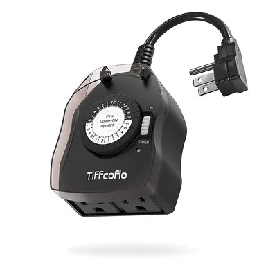 Outdoor Timer Outlet, 24 Hour Mechanical Outdoor Timer for Pool Pump