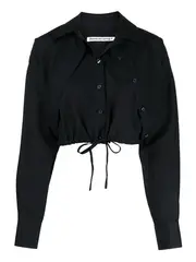 [T By Alexander Wang] 雙層小巧棉質短襯衫，皮帶繫帶
