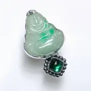 Echo of the Dreamer Large Jade Buddha & Green Tourmaline Ring