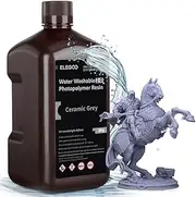ELEGOO Water Washable 3D Printer Resin 2.0, Fast Curing Photopolymer Resin for LCD DLP SLA Resin Printers, 395-405nm UV Curing 3D Printing Liquid, Low Shrinkage, High Durability, Ceramic Grey 2000g