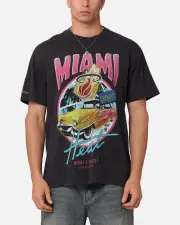 [MITCHELL & NESS] Mitchell & Ness Miami Heat Cruising T-shirt Faded Black - Size M M Faded Black