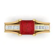 3.4ct Princess Cut Tourmaline Statement Ring Sliding bridal Set 14k Yellow Gold