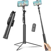 Selfie Stick Travel Tripod for Cell Phone with Remote Control and Phone Holde...