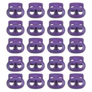 0.8x0.9" Cord Locks, 100 Pack Double Hole Spring End Toggle Stopper, Purple