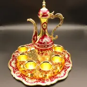 Middle Eastern Teapot Set with Tray & 6 Cups - Turkish Tea Coffee Cup Set for...