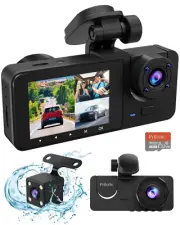 Dash Cam for Car, 1080P 3 Channel Front & Rear inside Dash Camera, Super Night V