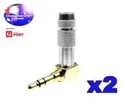 From OZ Quality 2PC Right Angle 3.5mm 1/8 Male Solder Stereo Connector FREEPOST!