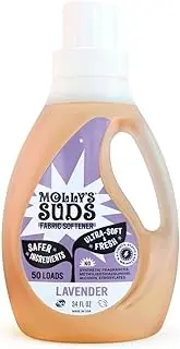 Molly’s Suds Natural Fabric Softener Liquid for Sensitive Skin | Plant-Based, Infused with Essential Oils | Fights Static Cling, Reduces Wrinkles, Deodorizes | Lavender, 50 Loads