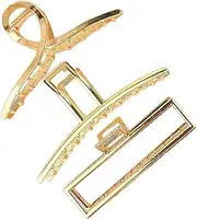 Beatifufu Grappling Shark Clamp 3pcs Large Claw Clips Gold Hair Clip for Women Hair Accessories