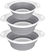 Collapsible Colander and Strainer Set of 3-2 PC 4 Quart(1 Gal) and 1 PC 2 Quart(