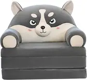 Kids Couch Fold Out, Dog 3-Layer Animal Shape Cotton Filling Kids Sofa, Foldable Toddler Chair Lounger, Folding Children Sofa Chair Bed, Soft Kids Sofa Bed for Playroom Bedroom
