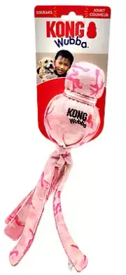 KONG Wubba Large Pink Camo Squeaky Toss Tug & Fetch Puppy Dog Toy 13"
