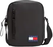 [Tommy Jeans] Elevated Crossbody Bag with Zipper and Adjustable Strap, Black, Black, One Size, Elevated Crossbody Bag With Zipper and Adjustable Strap