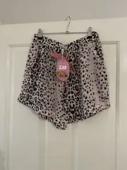 Peter Alexander Ladies Pink Leopard Print Pyjama Shorts Medium